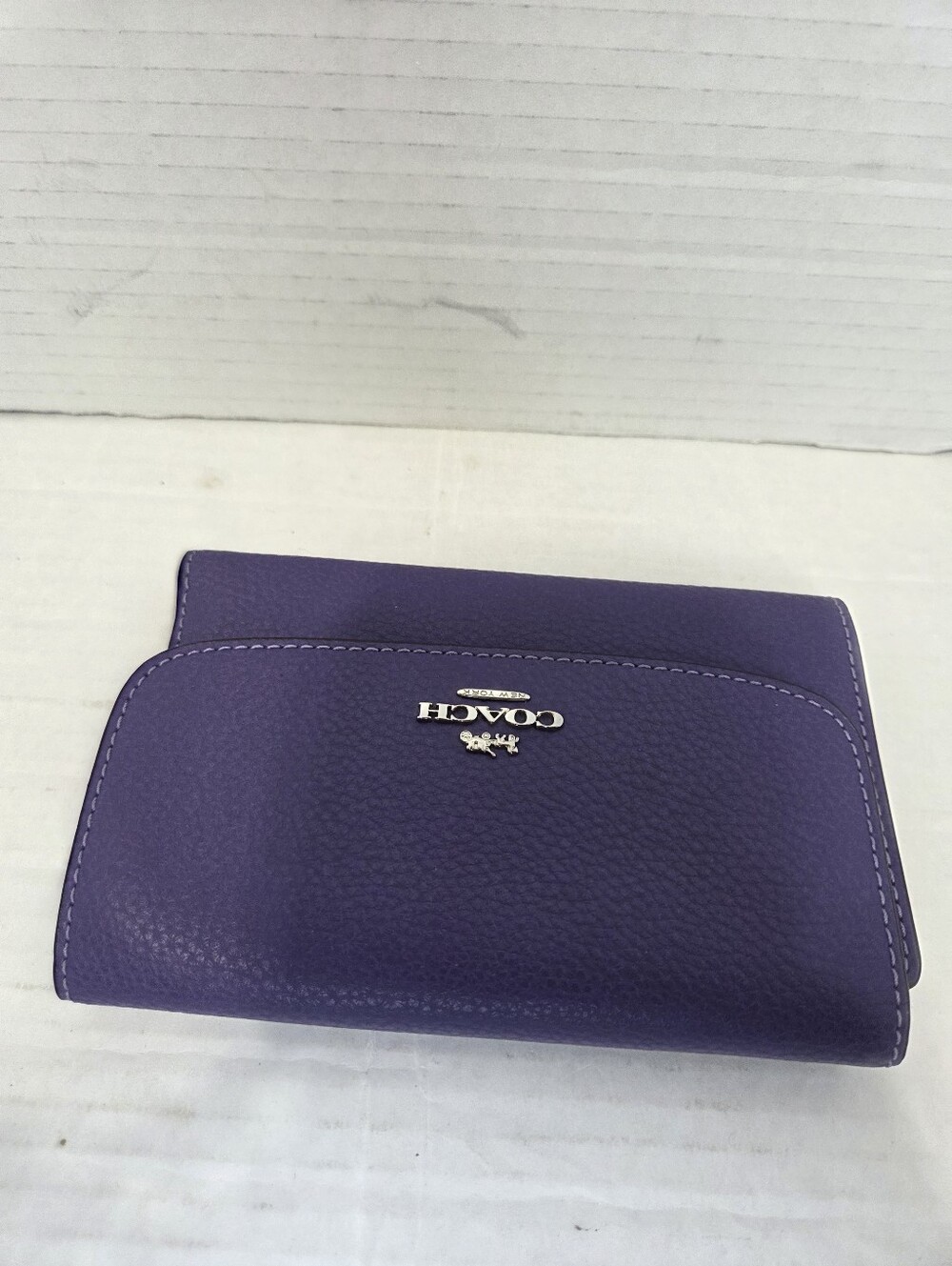 Coach Purple Pebbled Leather Medium Envelope Wallet - Picture 3 of 8